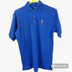 VTG Warner Brothers Studio 1996 Mens Wile E Coyote Short Sleeve Polo Size XS